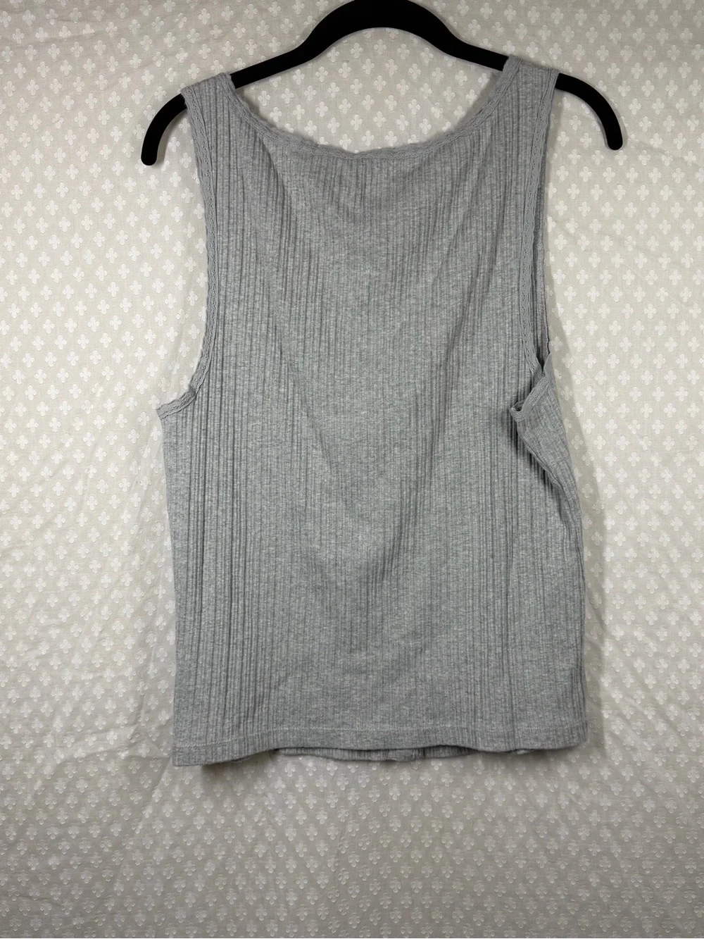 Aerie Grey Front Button Pointelle Tank Top - Picture 6 of 6